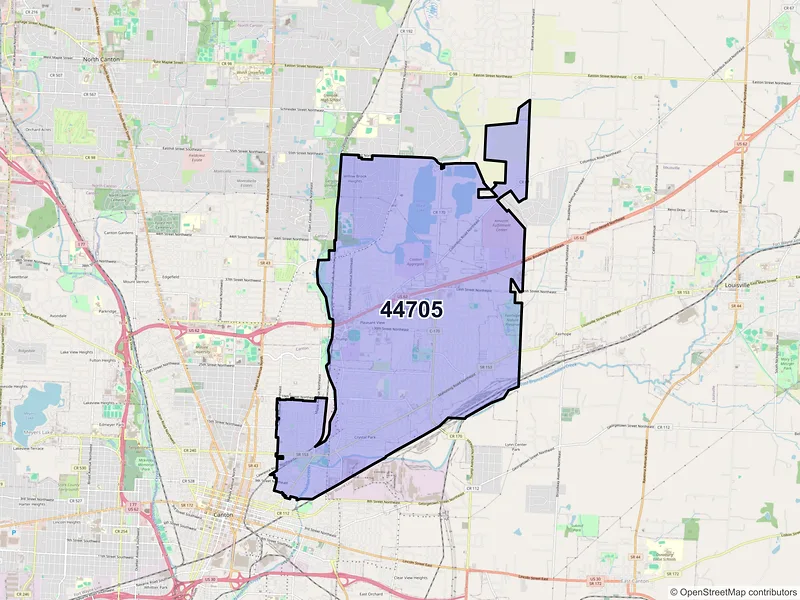 Map of ZIP Code 44705 — Canton, OH