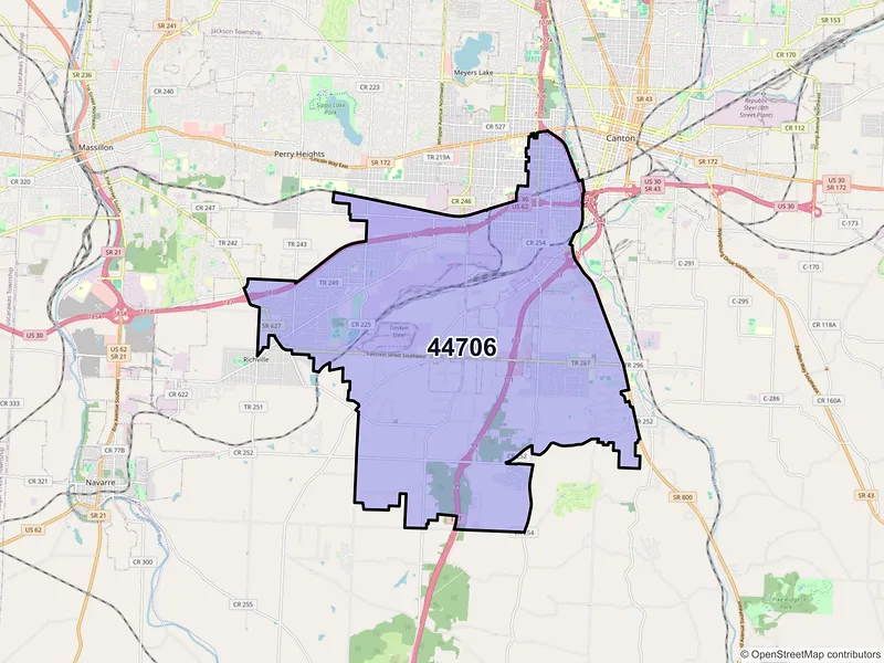 Map of ZIP Code 44706 — Canton, OH