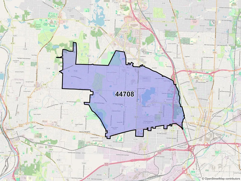 Map of ZIP Code 44708 — Canton, OH