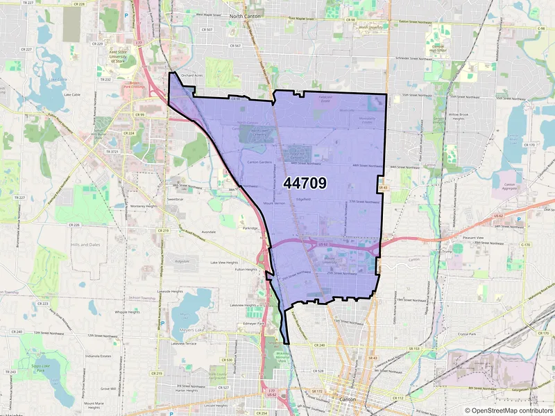 Map of ZIP Code 44709 — Canton, OH