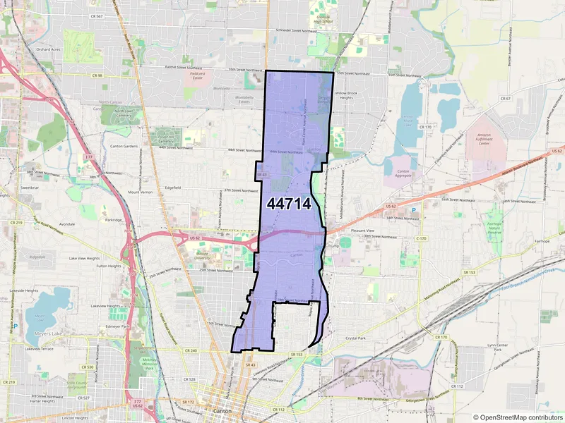 Map of ZIP Code 44714 — Canton, OH
