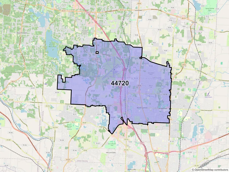 Map of ZIP Code 44720 — North Canton, OH