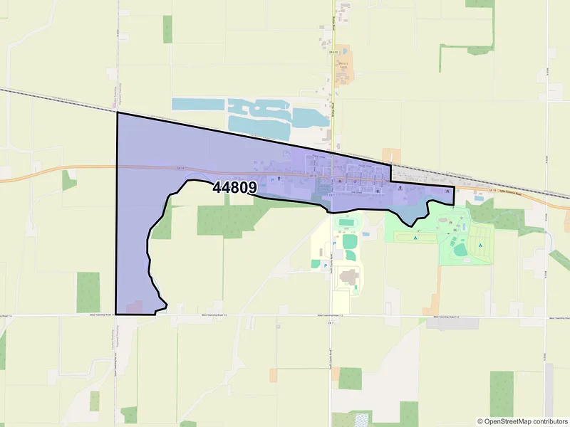 Map of Bascom, Ohio and ZIP codes
