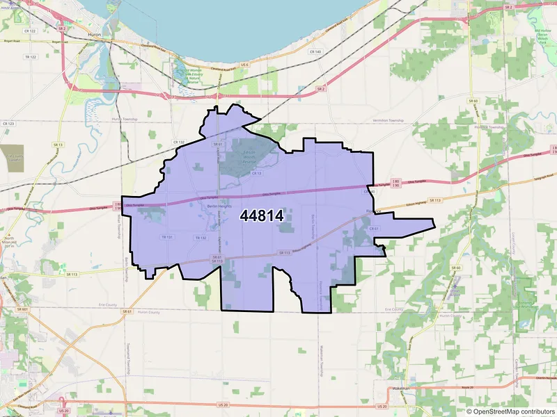Map of ZIP Code 44814 — Berlin Heights, OH