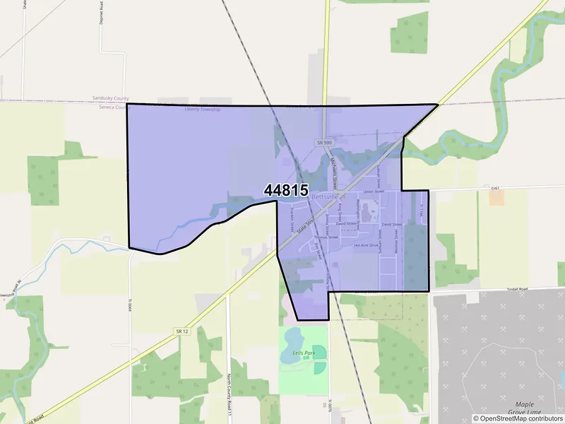 Map of Bettsville, Ohio and ZIP codes