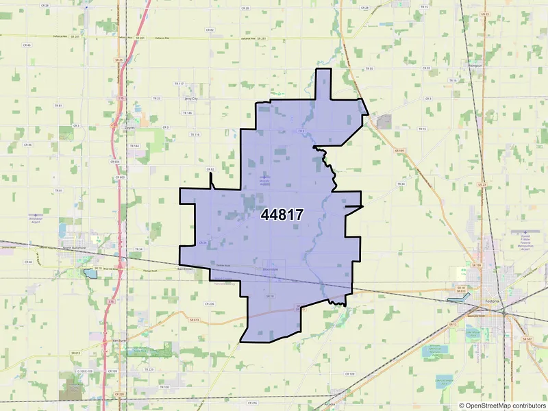 Map of Bloomdale, Ohio and ZIP codes