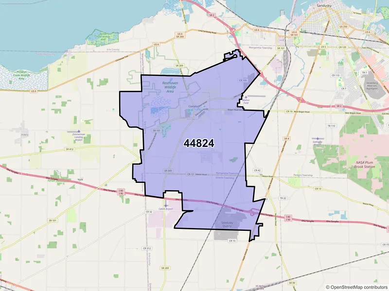 Map of ZIP Code 44824 — Castalia, OH