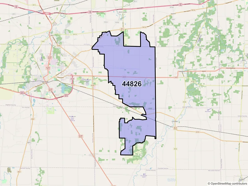Map of ZIP Code 44826 — Collins, OH