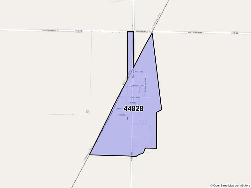 Map of Flat Rock, Ohio and ZIP codes