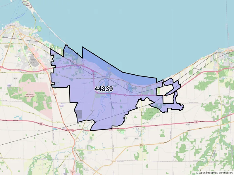 Map of ZIP Code 44839 — Huron, OH
