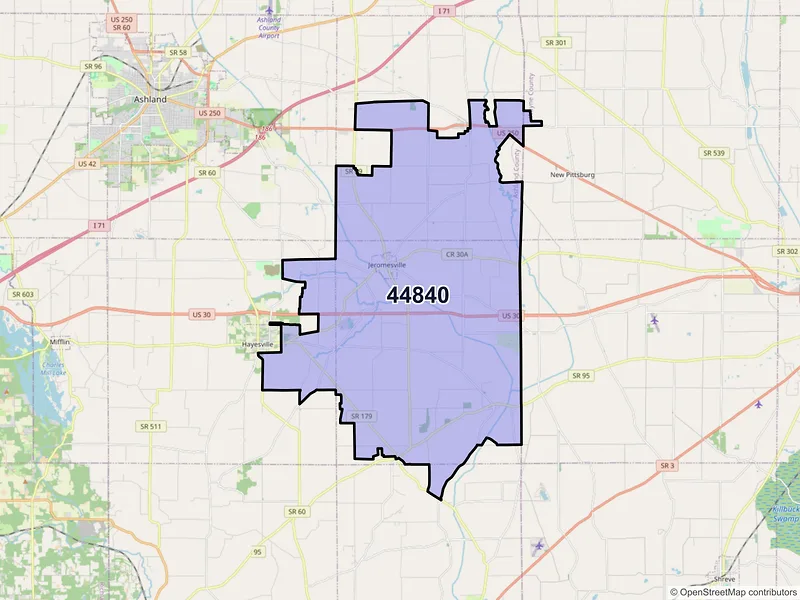 Map of ZIP Code 44840 — Jeromesville, OH