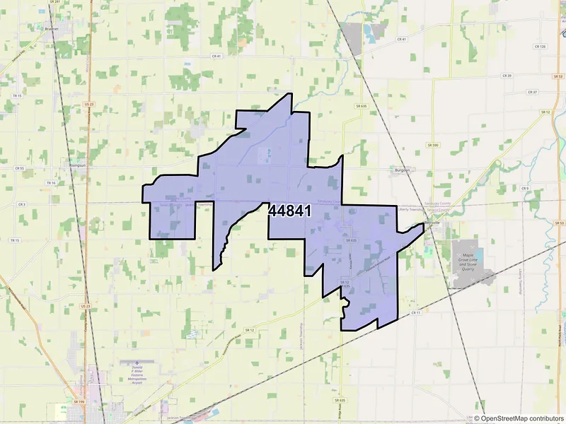 Map of ZIP Code 44841 — Kansas, OH