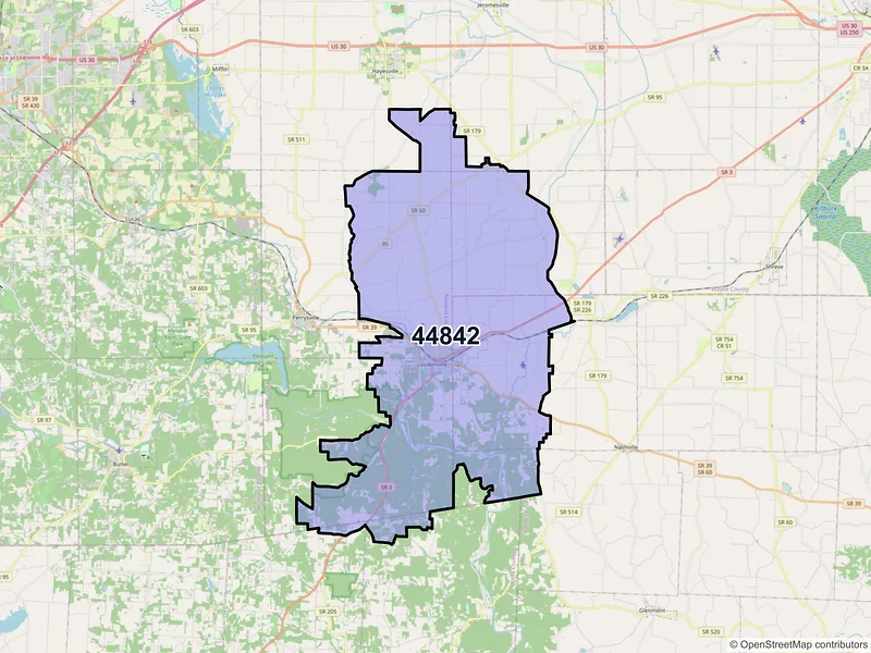 Map of ZIP Code 44842 — Loudonville, OH