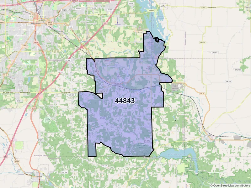 Map of ZIP Code 44843 — Lucas, OH