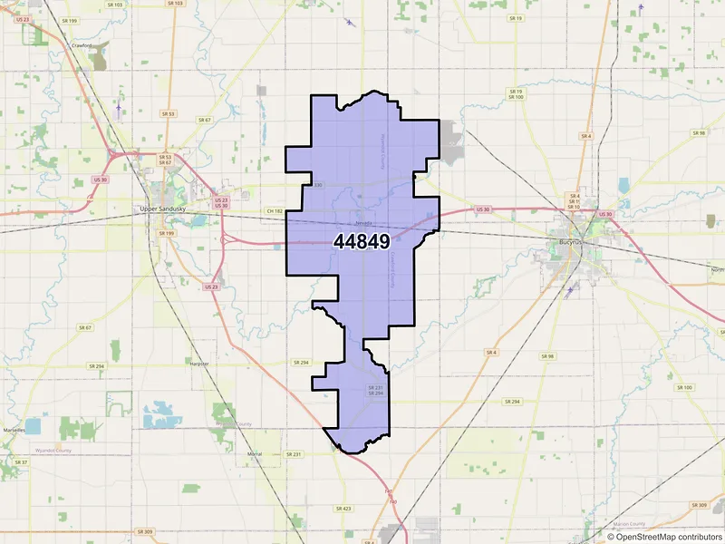 Map of ZIP Code 44849 — Nevada, OH