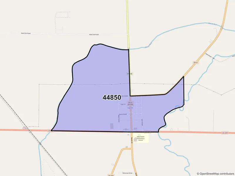Map of New Haven, Ohio and ZIP codes
