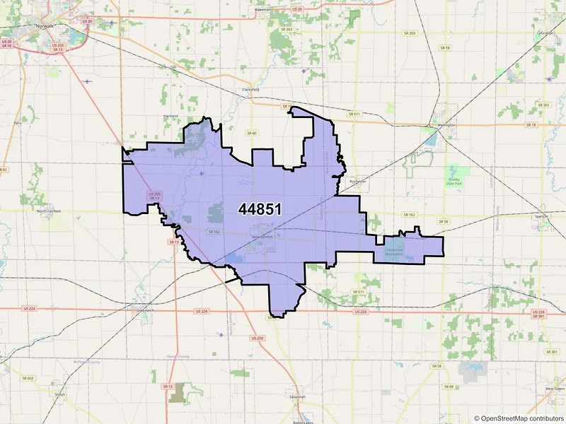Map of ZIP Code 44851 — New London, OH