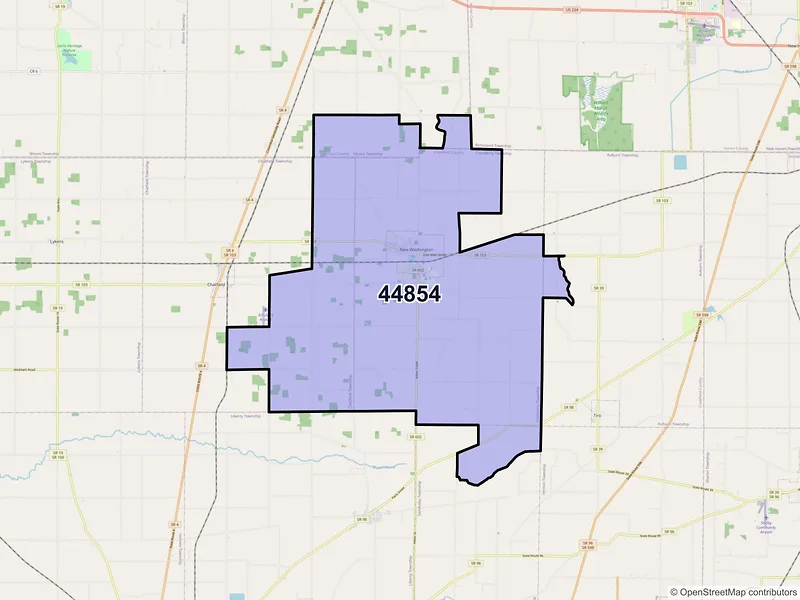 Map of ZIP Code 44854 — New Washington, OH