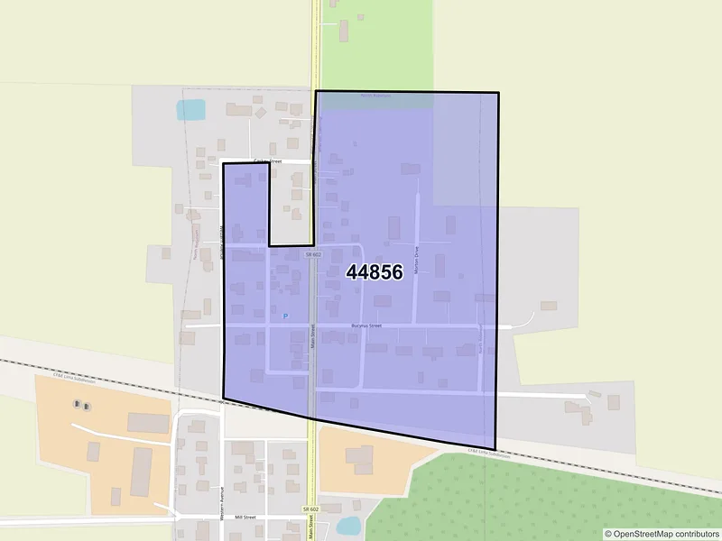 Map of North Robinson, Ohio and ZIP codes