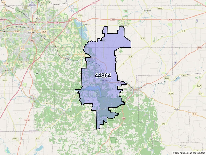 Map of ZIP Code 44864 — Perrysville, OH