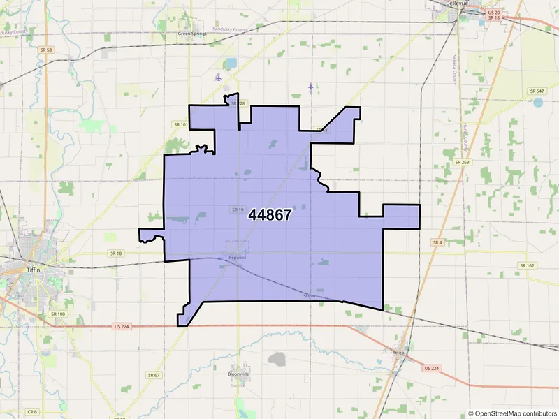 Map of ZIP Code 44867 — Republic, OH