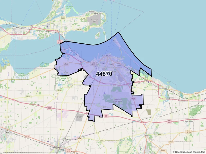 Map of ZIP Code 44870 — Sandusky, OH