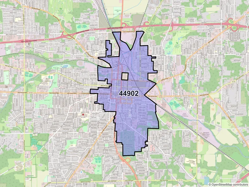 Map of ZIP Code 44902 — Mansfield, OH