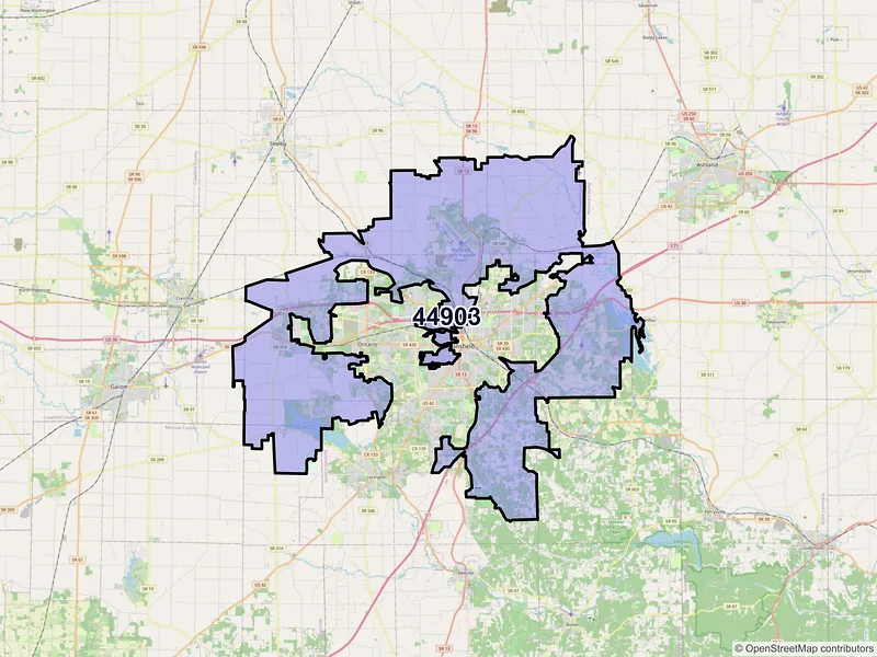 Map of ZIP Code 44903 — Mansfield, OH