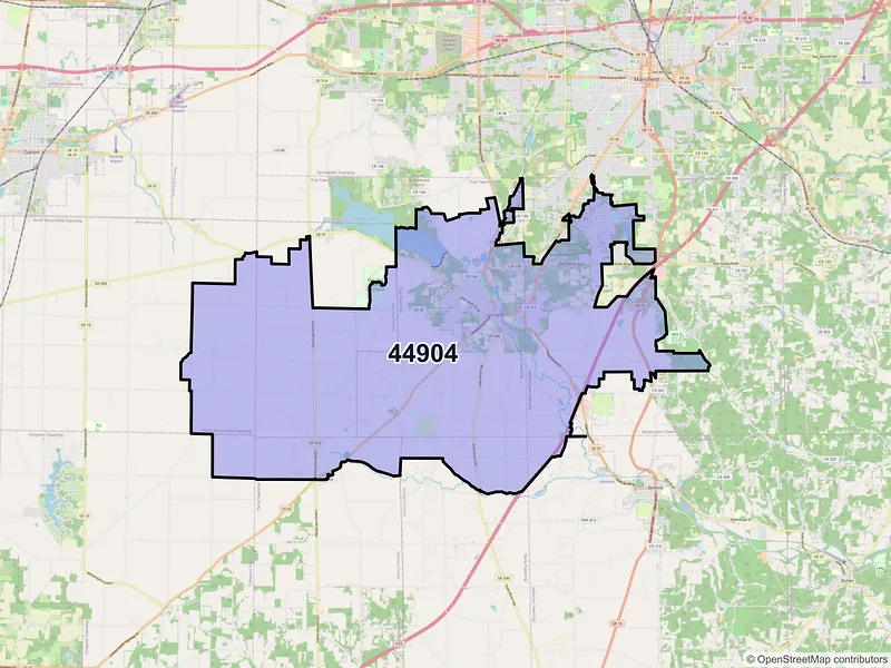 Map of ZIP Code 44904 — Mansfield, OH
