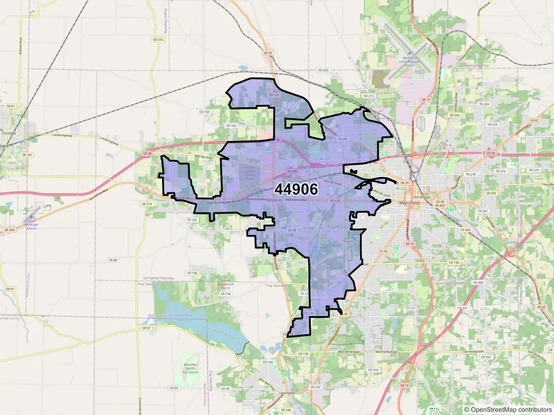 Map of ZIP Code 44906 — Mansfield, OH