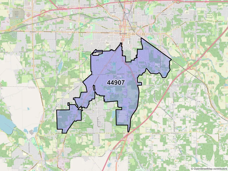 Map of ZIP Code 44907 — Mansfield, OH