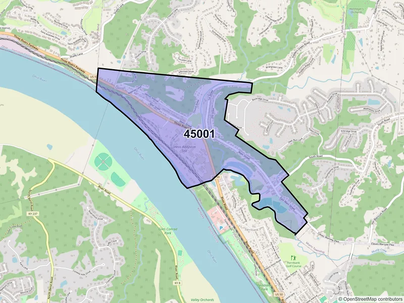 Map of Addyston, Ohio and ZIP codes