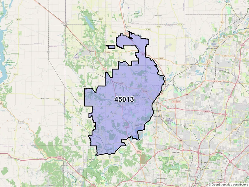 Map of ZIP Code 45013 — Hamilton, OH