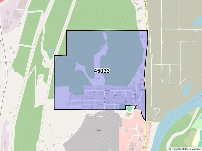 Map of Hooven, Ohio and ZIP codes