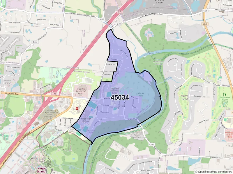 Map of ZIP Code 45034 — Kings Mills, OH