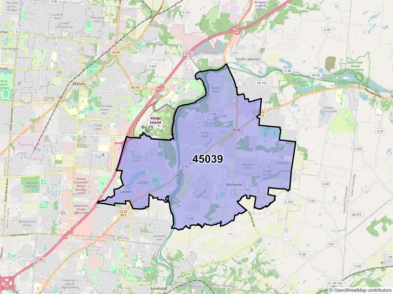 Map of ZIP Code 45039 — Maineville, OH
