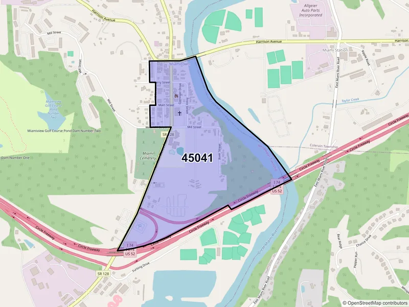 Map of Miamitown, Ohio and ZIP codes