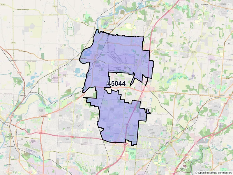 Map of ZIP Code 45044 — Middletown, OH