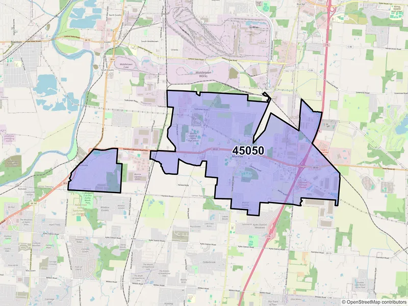 Map of ZIP Code 45050 — Monroe, OH
