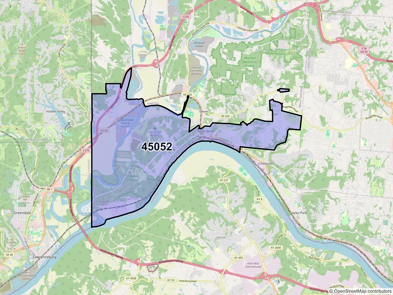 Map of ZIP Code 45052 — North Bend, OH