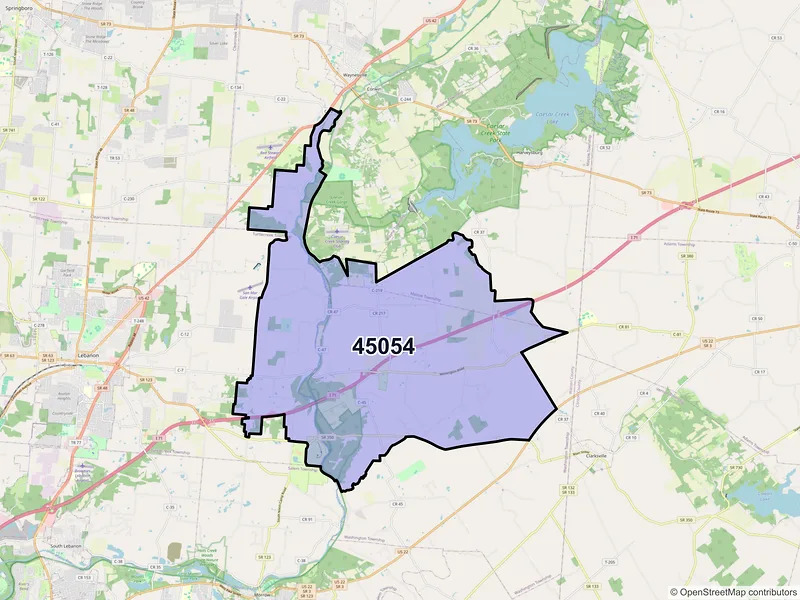 Map of ZIP Code 45054 — Oregonia, OH