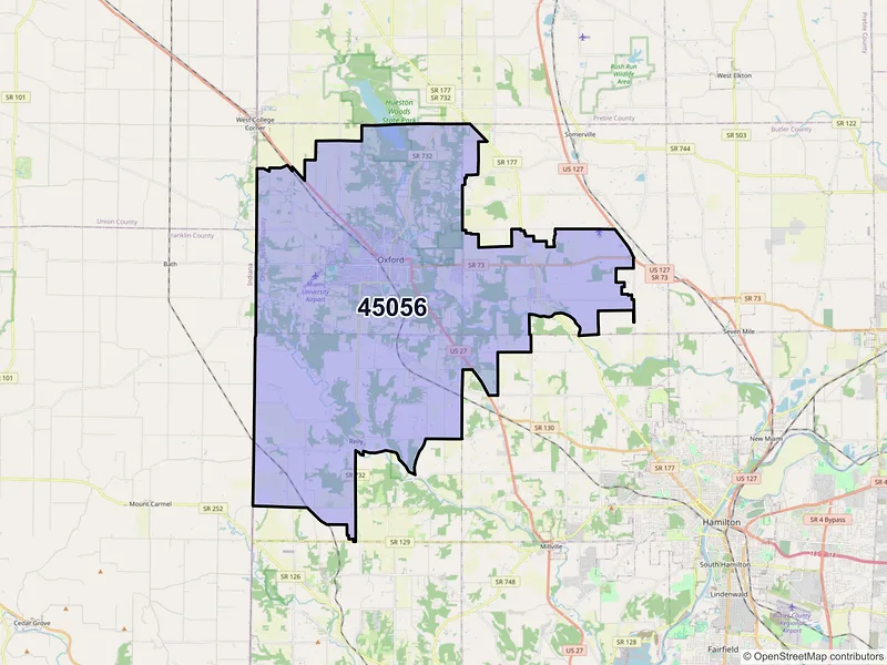Map of ZIP Code 45056 — Oxford, OH