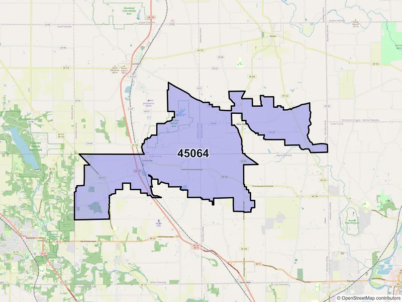 Map of ZIP Code 45064 — Somerville, OH