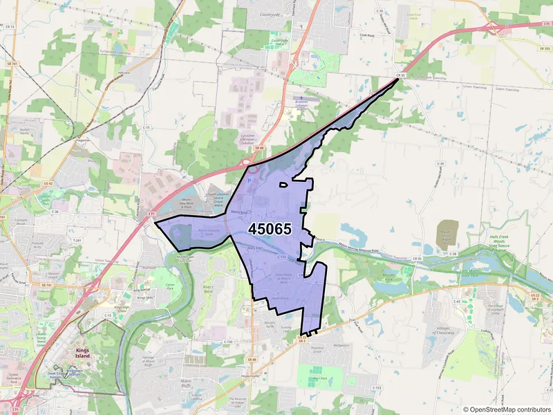 Map of ZIP Code 45065 — South Lebanon, OH