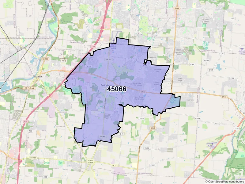 Map of ZIP Code 45066 — Springboro, OH