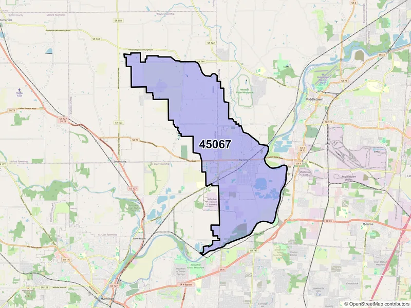 Map of ZIP Code 45067 — Trenton, OH