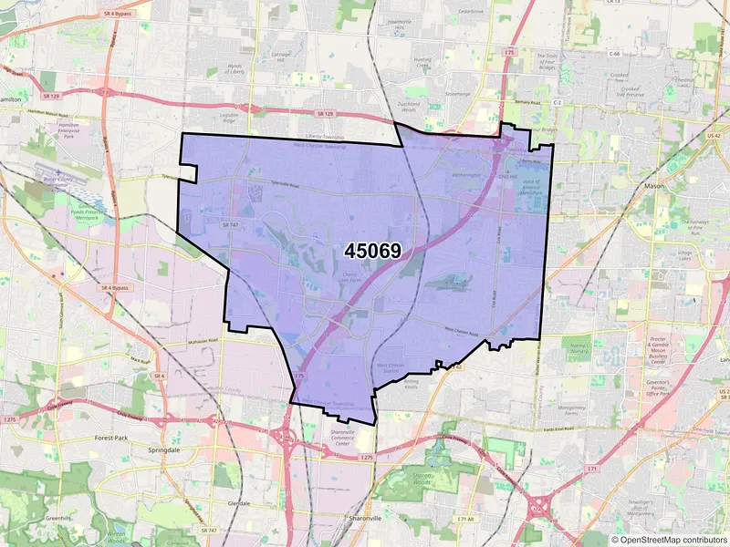 Map of ZIP Code 45069 — West Chester, OH