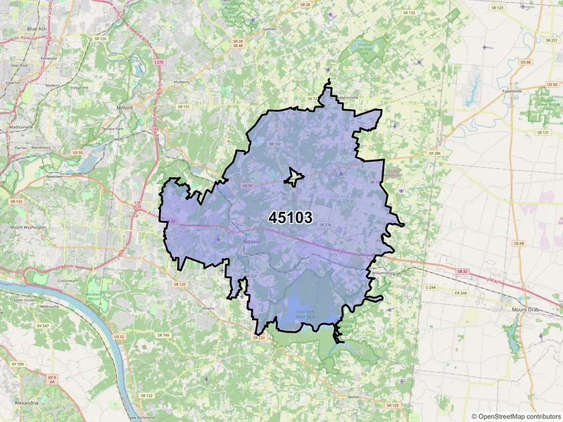 Map of ZIP Code 45103 — Batavia, OH