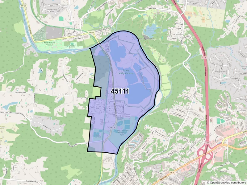 Map of ZIP Code 45111 — Camp Dennison, OH