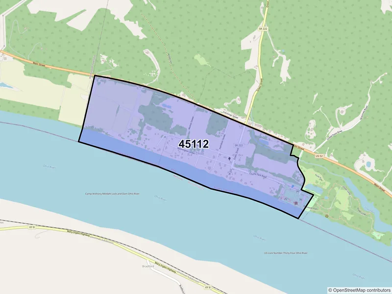 Map of Chilo, Ohio and ZIP codes